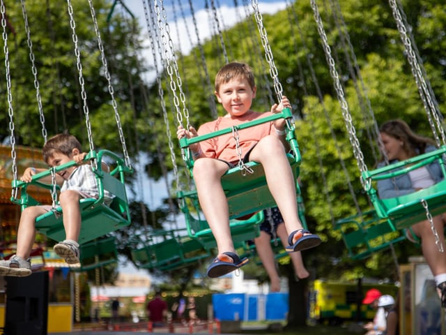 Victorious Festival gets under way this Friday as revellers begin to enter the site.Pictured - Rowan, 4 and brother Jacob, 9 from WiltshirePhotos by Alex Shute