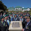 Royal Marines veterans with the new memorial plinth to NP8901.