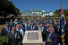 Royal Marines veterans with the new memorial plinth to NP8901.