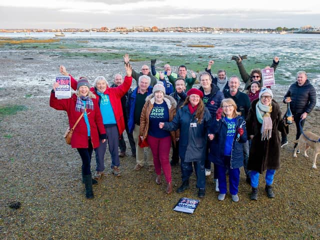 Let's Stop Aquind protestors celebrate near Lock Lake, Portsmouth
Picture: Habibur Rahman