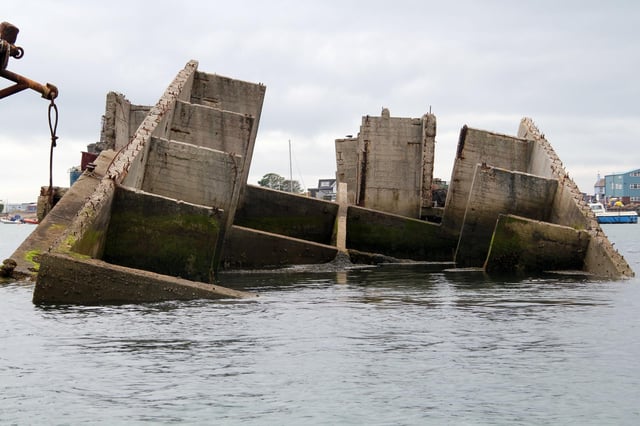 The Mulberry Harbour caisson in Langstone Harbour. Picture: Bob Hind