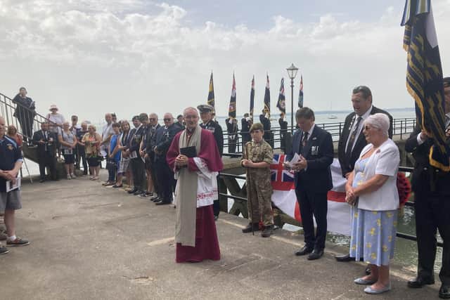 Falklands war 40th anniversary bench and plaque unveiling at Square Tower Old Portsmouth. Pic Steve Deeks