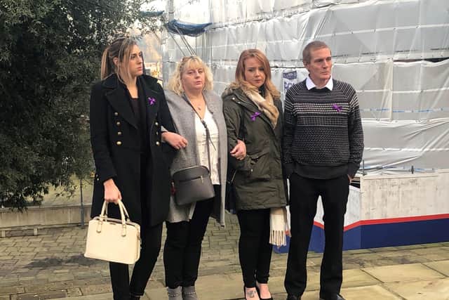 Bradley Smith, father of Louise Smith, with his family (names not given) outside Winchester Crown Court Picture: Ben Mitchell/PA Wire