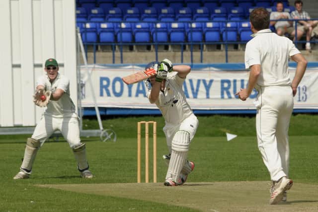 Flashback - Tom May of US Portsmouth in action against Petersfield at Burnaby Road. Picture: Mick Young
22/08/2015