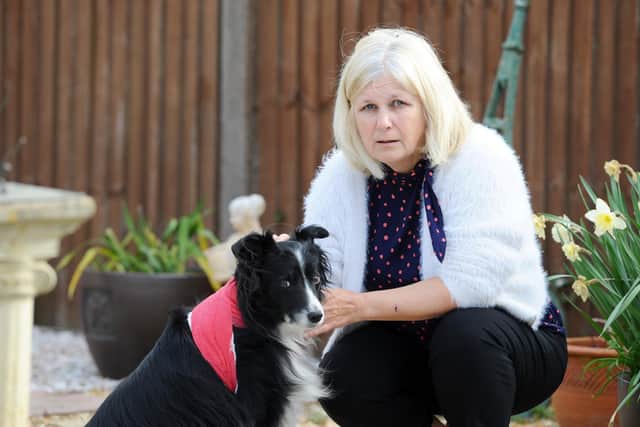 Beverley Chapman and her border collie Hannah, 11, were attacked on Littlepark Avenue when out for a walk by another dog. Picture: Sarah Standing