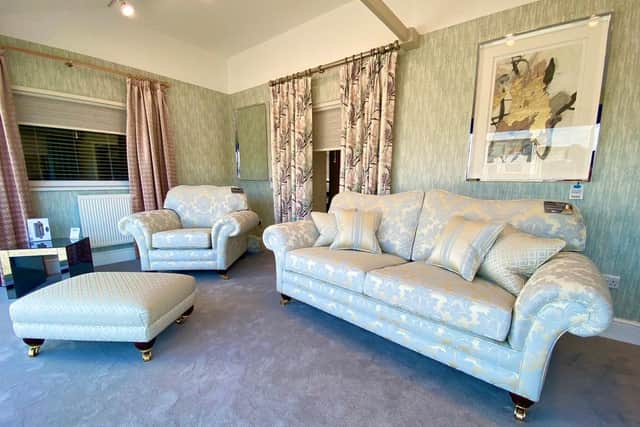 An image of one of the two luxury sofas stolen from Farlington's Material Things store on Sunday evening.