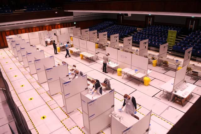 The Guildhall Test Centre in Portsmouth is a rapid test centre for asymptomatic critical workers.
Picture: Sarah Standing (220221-3484)