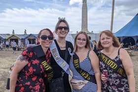 Wedding celebrations for Deena Bardsley (in the white sash), who has travelled down for ten hours on a train from Edinburgh as her stepmum Gemma Bardsley (far left) has thrown her a hen party. Next to Deena is her cousin Katie Wilson and on the far right is Tracy Carter, a family friend. Dee is getting married on September 24 in an old biscuit factory in Edinburgh. Picture: Emily Jessica Turner.