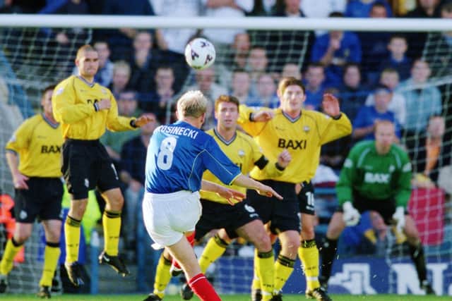 Robert Prosinecki, who made 35 appearances and scored nine times for Pompey, in action against Preston in October 2001. Picture: Craig Prentis /Allsport