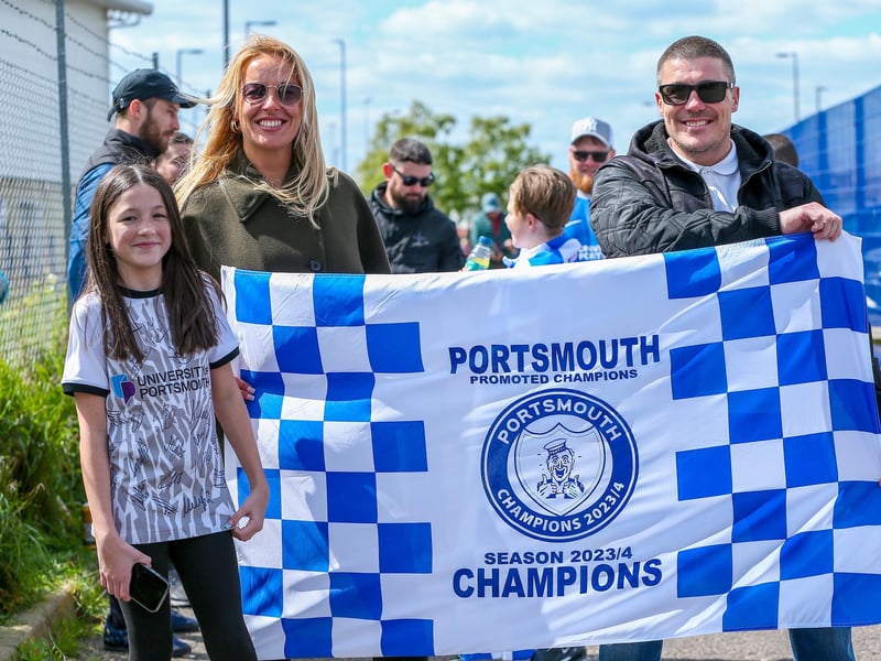 Pompey fans before the last home game of the season, Portsmouth v Wigan Athletic, at Fratton Park, Portsmouth
Picture: Chris Moorhouse (200424-036)