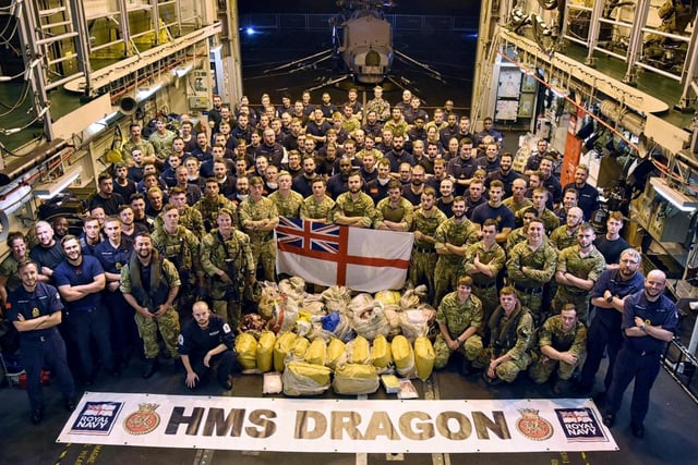 Drugs haul. HMS Dragon conducted an anti-narcotics operation in the Indian Ocean on 8th December 2018  .