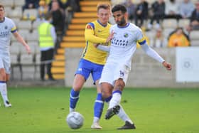 Billy Clifford in FA Cup action for Hawks at Plainmoor. Picture: Martyn White