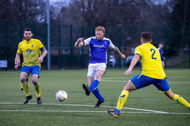 Denmead skipper Steve Field scored the only goal against Locks Heath. Picture by Alex Shute