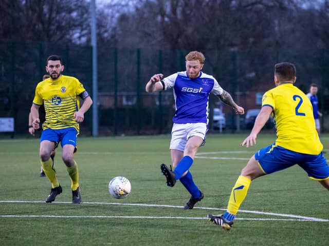Denmead skipper Steve Field scored the only goal against Locks Heath. Picture by Alex Shute