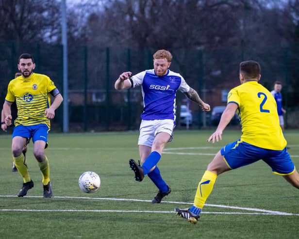 Denmead skipper Steve Field scored the only goal against Locks Heath. Picture by Alex Shute