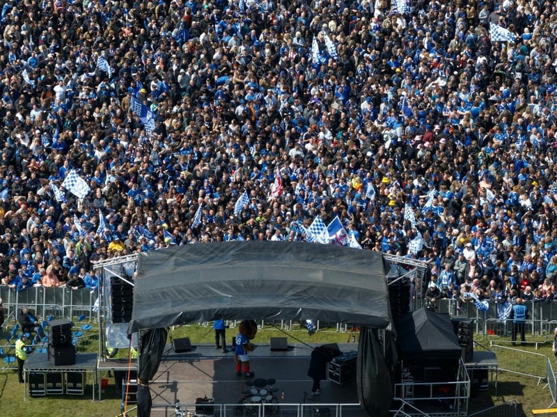 Unbelievable drone footage has captured the amount of people that have turned out to support Pompey FC following the team's promotion and League One title. Picture Credit: Marcin Jedrysiak