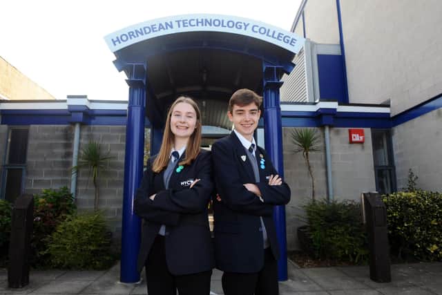 Twins Martin and Wendy Lloyd have just become head boy and head girl at Horndean Technology College.

Picture: Sarah Standing (280920-4599)
