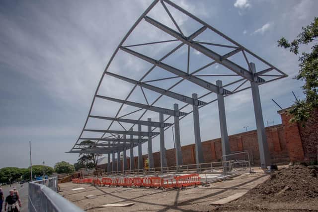 Building frame under development which will hold a Landing Craft Tank, LCT 7074 when it is restored outside D-Day Story, in Southsea. Pictured on 17 June 2020.

Picture: Habibur Rahman