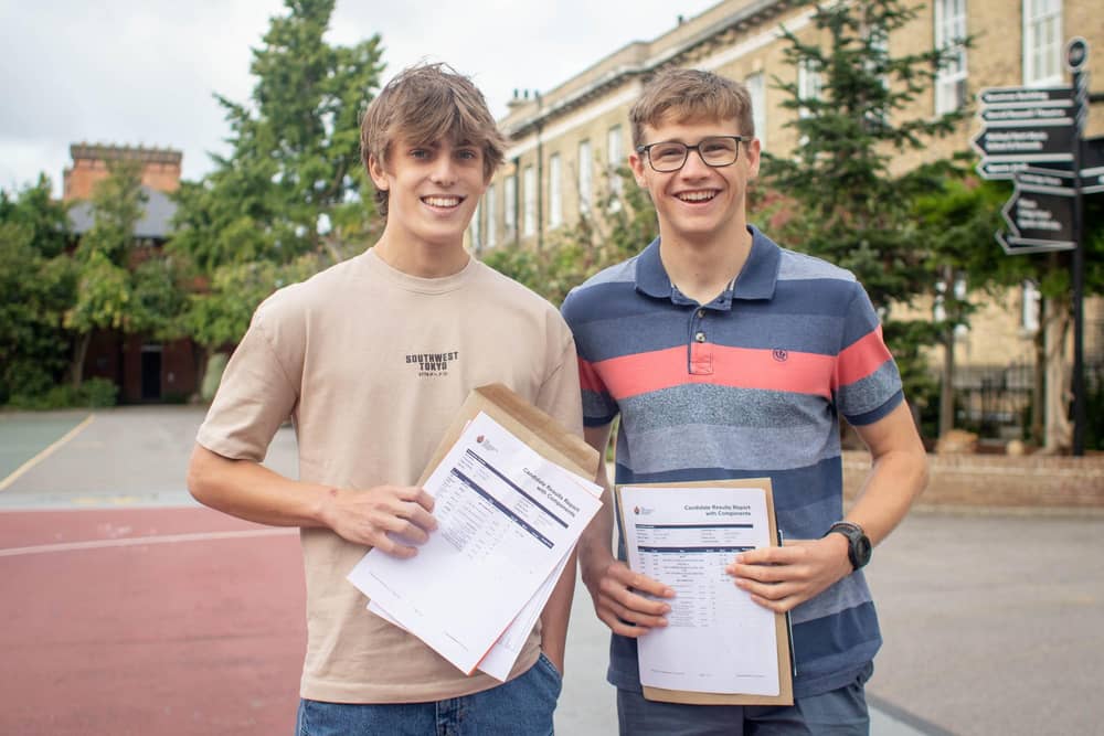 A-level results 2024 at Portsmouth Grammar school, Portsmouth on Thursday, August 15, 2024Pictured: Gabriel Lee, A,A,B and Diarmuid Bailey B,B,BPicture: Habibur Rahman