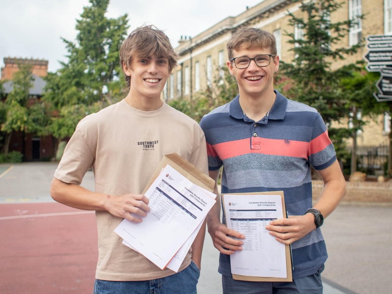 A-level results 2024 at Portsmouth Grammar school, Portsmouth on Thursday, August 15, 2024Pictured: Gabriel Lee, A,A,B and Diarmuid Bailey B,B,BPicture: Habibur Rahman