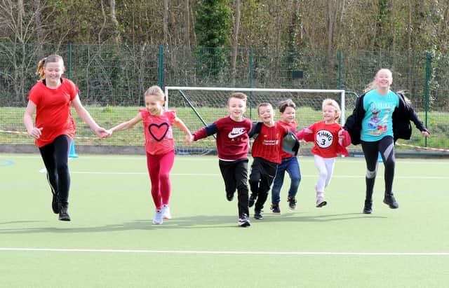 Children at Beacon View Primary Academy and The Victory Primary School pictured earlier this year.
Left to right: Lucy Grandison (11), Sandra Alisauskaite (7), Caleb Jones (8), Riley Duffett (6), Zachary England (6), Avery Herridge (5) and Nellie Westbrook (10).
Picture: Sarah Standing (130320-187)