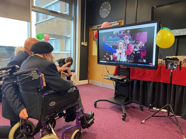 Undated family handout photo issued by the Blind Veterans UK of Ken Hobbs and Margaret Wilson connecting via a Zoom call to wish each other a happy 100th birthday. 
Issue date: Monday February, 13 2023. Photo credit should read: Family Handout/PA Wire