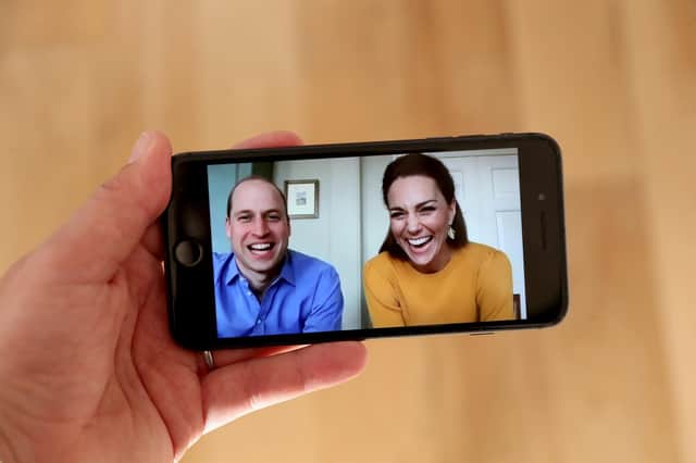 Prince William, Duke of Cambridge and Catherine, Duchess of Cambridge are in conversation with Casterton Primary Academy students via video chat on April 09, 2020 in London, United Kingdom. (Photo by Chris Jackson/Getty Images)
