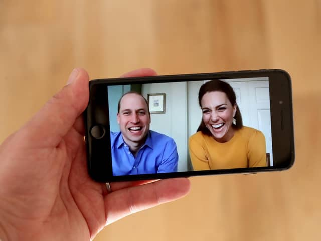 Prince William, Duke of Cambridge and Catherine, Duchess of Cambridge are in conversation with Casterton Primary Academy students via video chat on April 09, 2020 in London, United Kingdom. (Photo by Chris Jackson/Getty Images)