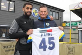 Loan arrival Stefan Payne, left, with Hawks boss Paul Doswell Picture: Dave Haines