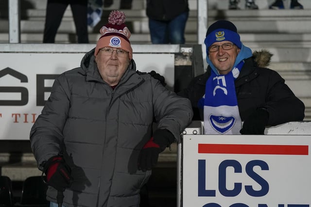 The big coats got their first outing of the season as fans wrapped up warm for their latest Pompey away day