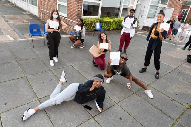 Students recently receiving their results at Havant and South Downs College.
Picture: Duncan Shepherd