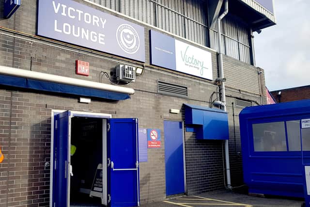 Defunct council-owned company Victory Energy sponsored Portsmouth Football Club in March 2018 in a three-year deal. A sign shown the now-closed public firm at Victory Lounge, Fratton Park, in Portsmouth. Picture: Habibur Rahman