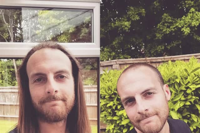Oliver Drain from Waterlooville, shaved his head for Rowans Hospice.