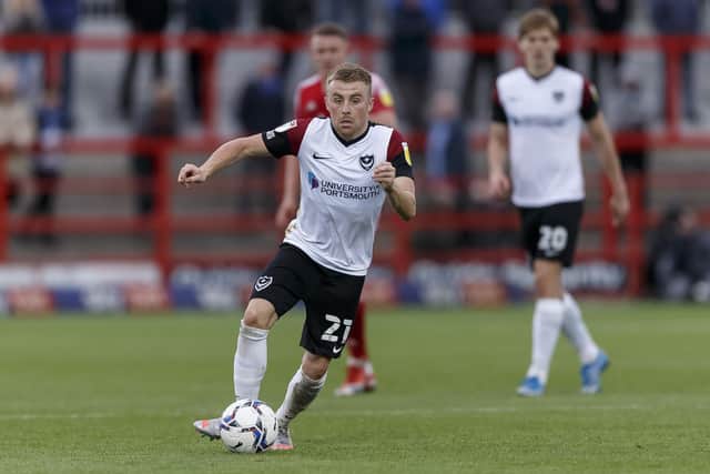 Pompey Gaffer For A Day Luke Atiyah has chosen Joe Morrell has his man of the match against Accrington. Picture: Daniel Chesterton/phcimages.com