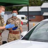 Gunner Edward Darby, 27, of 26 Regiment Royal Artillery supporting a coronavirus testing hub as part of Operation Rescript, which also saw soldiers from 12 Regiment, Royal Artillery, on Thorney Island, being called upon.