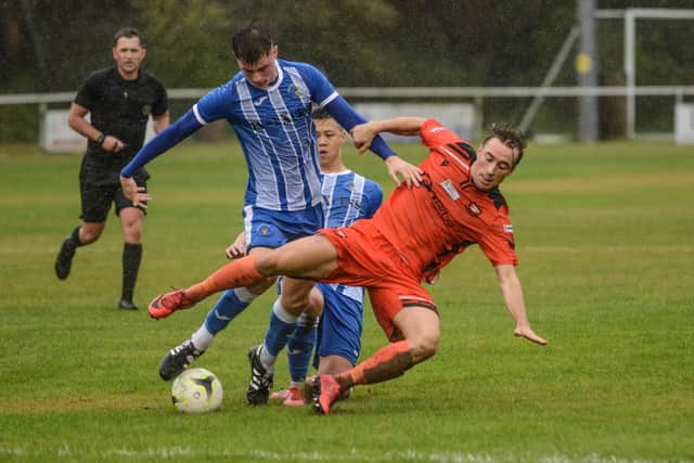 Conor Bailey in action for Portchester during their abandoned Wessex Premier League fixture at Christchurch. Picture: Daniel Haswell.