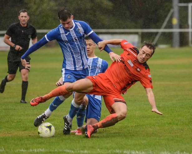 Conor Bailey in action for Portchester during their abandoned Wessex Premier League fixture at Christchurch. Picture: Daniel Haswell.