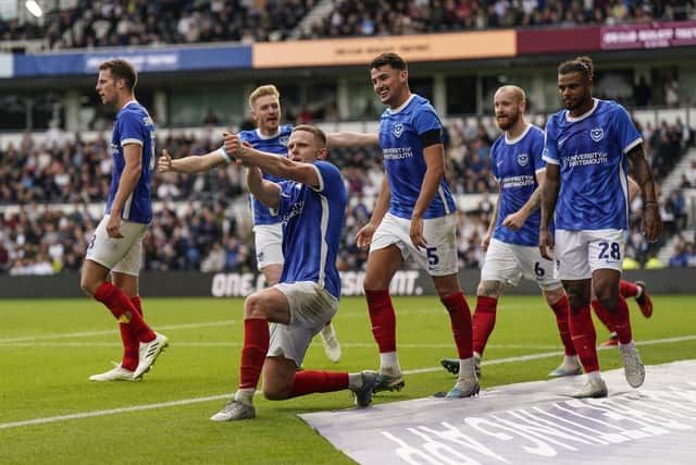 Nottingham Forest fan Colby celebrates his last-gasp leveller in front of the Derby supporters. Picture: Jason Brown/ProSportsImages