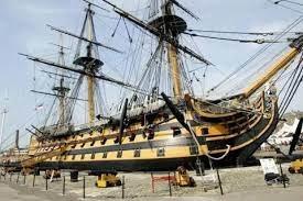 HMS Victory, Lord Nelson's famous Naval vessel, stands at 62.5 metres tall outside the Historic Dockyard.