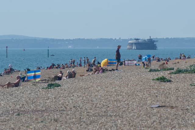 GV of Southsea on 14 September 2020
Pictured: People on the beach on Eastney Esplanade, Southsea
Picture: Habibur Rahman