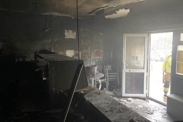 Fire damage at the Dragon Inn in Purbrook Chase Precinct, Crookhorn. Picture: Waterlooville Fire Station