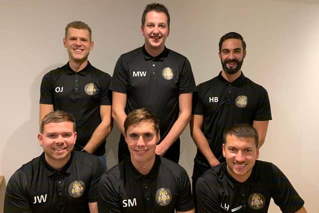 A group of friends from Portsmouth have covered nearly 600 miles on foot in the past month, raising over £2,000 for the Oddballs Foundation. Pictured: Haydn Bula, Stuart Mott, Joss Whittingham, Michael Wells, Luke Harry and Oliver James