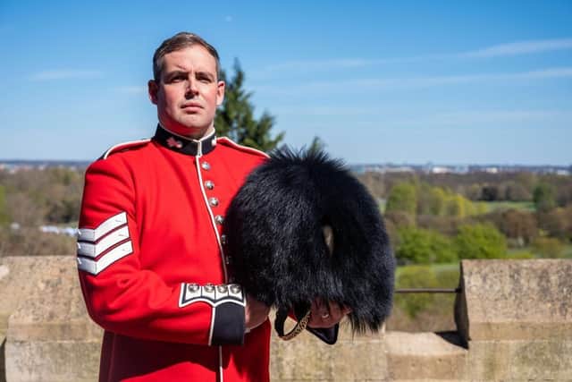 Lance Sergeant Joshua Andrews, 29, of Portsmouth, has been honoured by the Queen for his involvement in the funeral of her late husband, the Duke of Edinburgh. Photo: British Army