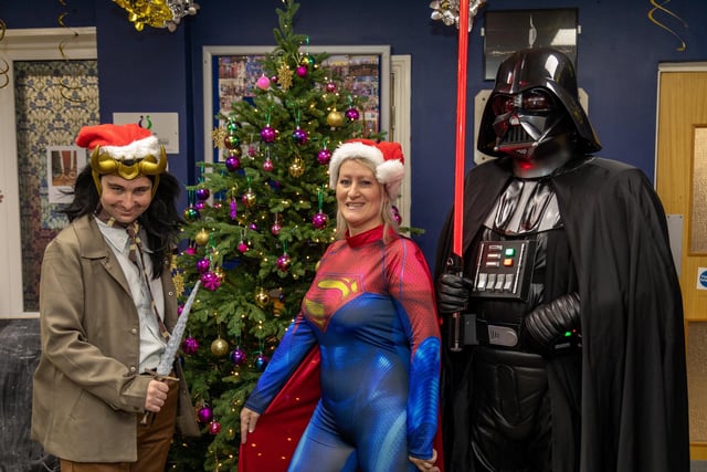 Members of 'Comic All Cosplay' welcoming visitors to the Fratton Christmas Fair. Picture: Mike Cooter (091223)