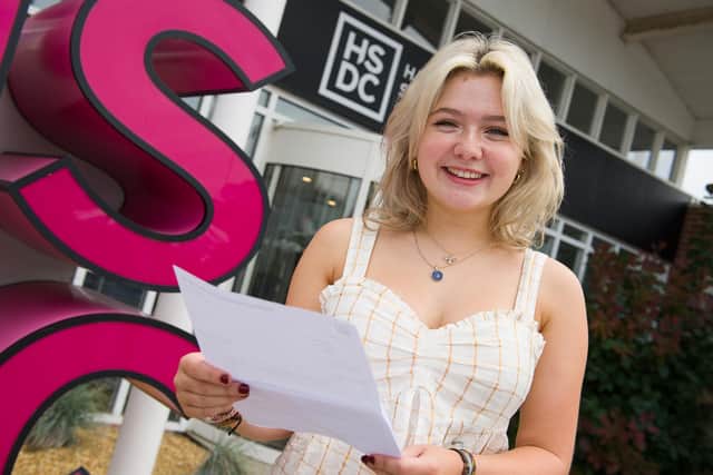 Students at HSDC Havant campus celebrate their A- level results. 
Pictured: Ruby Melville