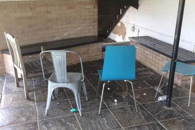 Rubbish and broken bottles were found at the club