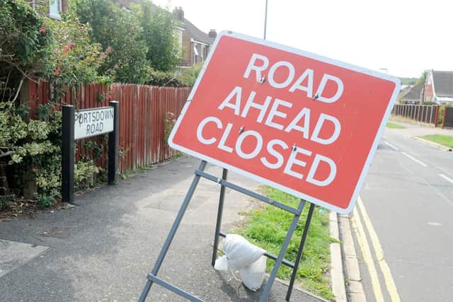 Part of Portsdown Road in Portchester, has been closed due to Covid travel measures. Picture: Sarah Standing (110920-3871)
