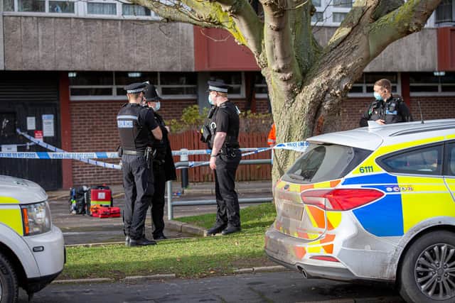 Police near Pickwick House in Portsmouth on January 11, 2021. Picture: Habibur Rahman
