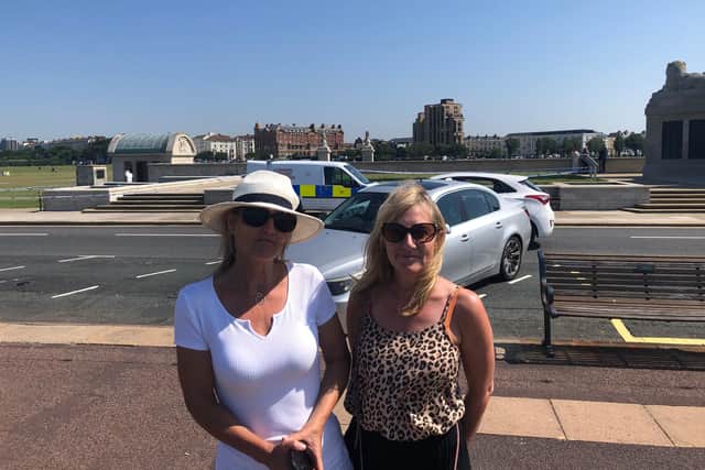 Visitors to the city Rebecca Chaplin (l) and Tracey Colbert-Smith (r) said they did not expect such a violent crime to take place in Southsea.