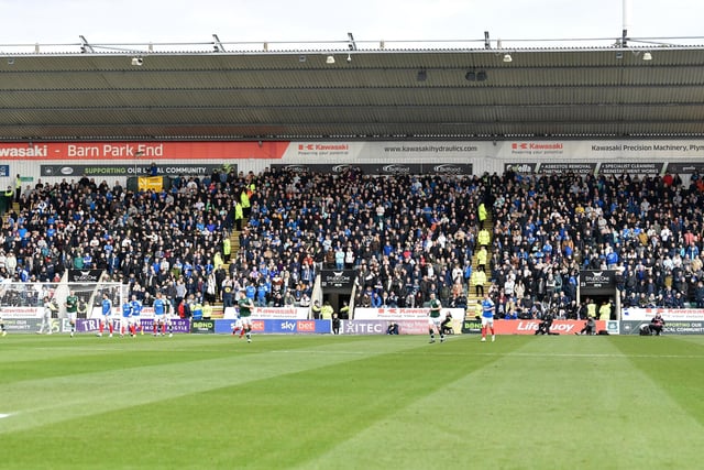 Portsmouth fans during the EFL Sky Bet League 1 match between Plymouth Argyle and Portsmouth at Home Park, Plymouth, England on 11 February 2023.